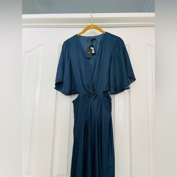 Maje Flowing satin scarf navy dress sz36 - Picture 11 of 12
